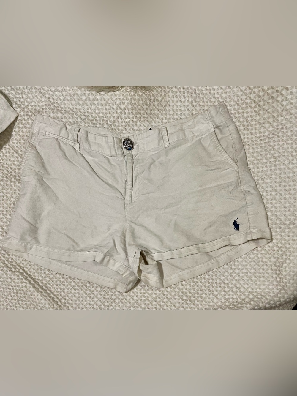 Polo by Ralph Lauren White Bermuda Shorts with Silver button /Navy Pony